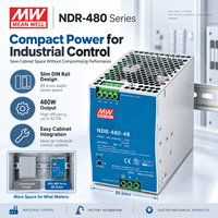 Alimentation électrique industrielle MEANWELL NDR-480-48 48V sur rail DIN 480W PFC pour systèmes de contrôle de machines