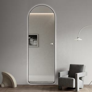 กระจกไฟ LED backlit ติดผนังกรอบโลหะโค้งมุมสำหรับร้านทำผม - Product Image 2