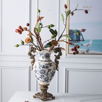 Vase en céramique léger de style campagnard français rétro, haut de plafond, pour compositions florales de Thanksgiving