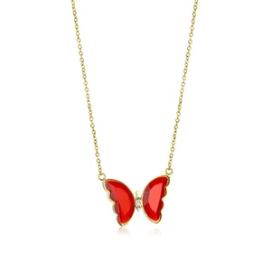 Fashion Women Jewelry Colorful Crystal butterfly <b>Choker</b> Necklace, 316L Stainless Steel 18K Gold Plated butterfly Necklace - Product Image 4