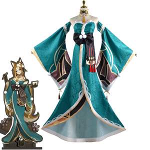 Costume de <span class=keywords><strong>Cosplay</strong></span> Genshin Impact Miss Hina, Costume de <span class=keywords><strong>Cosplay</strong></span> Miss Hina, <span class=keywords><strong>Gorou</strong></span>, robe de renard pour femmes, uniforme d'halloween avec queue d'oreille - Product Image 1