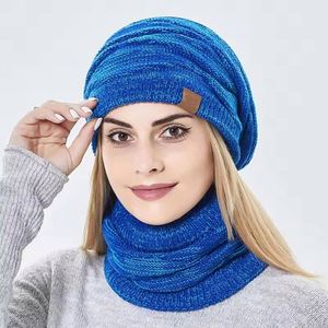 Hot Sell <b>Winter</b> Wool <b>Hat</b> Set Women Men Beanie Knitted Cap Scarf Set Men Neck Warm Ski <b>Hat</b> Adult Slouchy Warm <b>Hats</b> Patch Beanie - Product Image 4