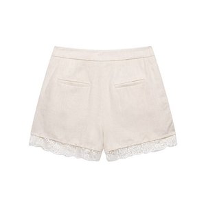 Conjunto de Blazer Corto con Ribete de Encaje y Pantalones Cortos Plisados para Mujer, Traje de Dos Piezas para Oficina, OEM/ODM por Fábrica de Ropa China - Product Image 5