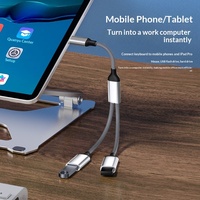 Extensor Multipuerto Inteligente USB 2.0 Tipo-C de Aleación de Aluminio de Alta Calidad, 25 cm, Divisor de Carga, Convertidor OTG Multiinterfaz