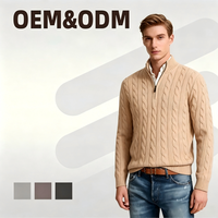 Pull en tricot personnalisé de style Old Money, décontracté, chaud, à manches longues, en coton, avec fermeture éclair, pour homme