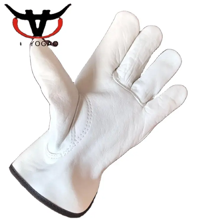 Goatskin-Guantes Blancos de cuero para conducir, guantes de trabajo para hombre