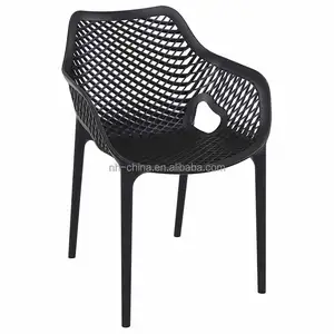 Chaise de salle à manger moderne évidée empilable en plastique polypropylène noir air XL pour extérieur
