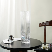 Style moderne Grand verre à grain vertical Art Ins Style Ornement de bureau Pot de fleurs Vase Cylindre Motif pour les mariages Noël