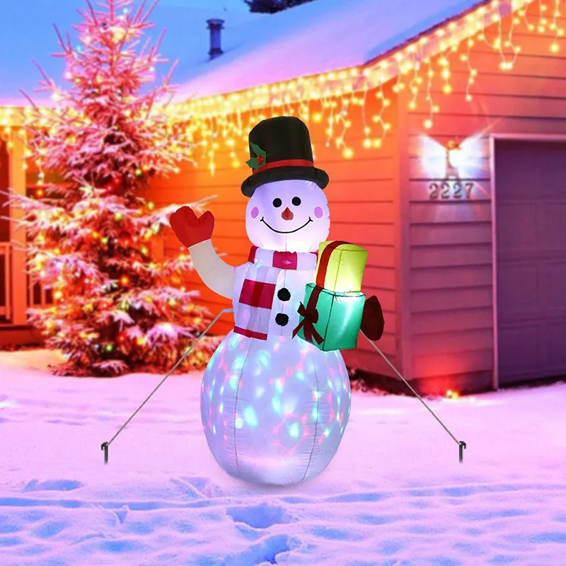 Natale personalizzato impermeabile Oxford panno Led luce colorata 1.5m 1.8m ruota natale pupazzo di neve gonfiabile per i bambini