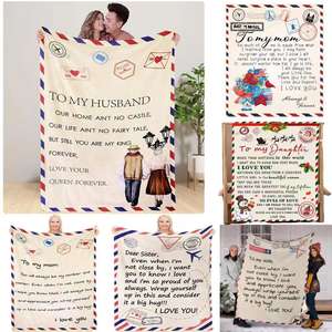 Manta de lana para mamá de hija, manta de mensaje personalizado con letras, correo aéreo, Navidad, franela de anime y <span class=keywords><strong>amor</strong></span> - Product Image 2