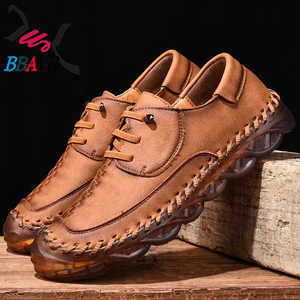 Zapatos Casuales de Hombre de Talla Grande, Zapatos de Cuero Cosidos a Mano, Estilo Retro, para Exteriores - Product Image 2