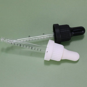 Goutte à goutte en verre gradué de haute qualité 18/410 avec pipette graduée en silicone, bouchon en <span class=keywords><strong>plastique</strong></span> avec logo - Product Image 6