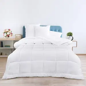 Semua Musim Alternatif Quilt King Comforter -Duvet Insert dengan Tab Sudut Bisa Dicuci dengan Mesin-Bed Comforter White