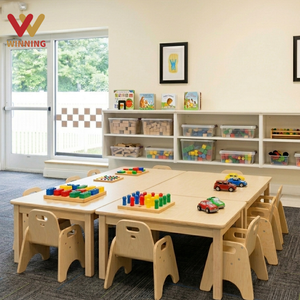 Ensemble de meubles Montessori pour enfants d'âge préscolaire, table en contreplaqué de bouleau et chaise <span class=keywords><strong>Me</strong></span>-Do-It pour salle de classe de maternelle, équipement pour garderie - Product Image 1