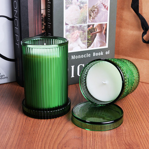 Scented Candles Green Glass Cylinder Soy <b>Wax</b> Home Decoration Wedding Use - Product Image 3