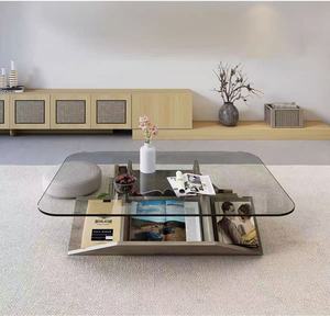 Table basse en verre avec rangement pour magazines, table à thé moderne en forme de <span class=keywords><strong>montagne</strong></span> pour salon - Product Image 6