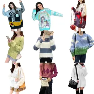 China Overstock Precio bajo Venta al por mayor Invierno Color Señoras Moda fresca Suéteres de punto para las mujeres