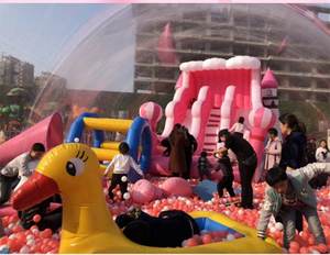 บ้านลมเป่าลมรูปกระต่ายสีชมพูสำหรับเด็ก สนามเด็กเล่นธีมการ์ตูน บอลใส คริสตัลพาเลซ - Product Image 4