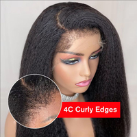 Pelucas de Cabello Humano Rizado 360 Full Lace Transparent Frontal sin Pegamento con Nudos Decolorados y Línea de Cabello Natural, Estilo Xuchang 4C Kinky Edges, Venta al por Mayor