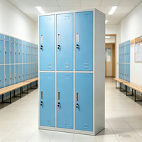 Armoire de rangement autoportante en acier extra épais, moderne, à six portes, pour chambre, bureau, hôtel, école, salle de sport, avec finition poudrée