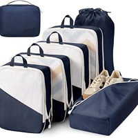 Sac de voyage à suspendre de luxe avec logo personnalisé Ensemble organisateur de bagages Cubes d'emballage de vêtements en maille de compression