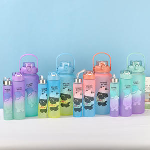 Lindo oso taza <span class=keywords><strong>de</strong></span> plástico <span class=keywords><strong>de</strong></span> dibujos animados <span class=keywords><strong>de</strong></span> gran capacidad <span class=keywords><strong>de</strong></span> paja botella <span class=keywords><strong>de</strong></span> agua niñas al aire libre fitness deportes práctico juego <span class=keywords><strong>de</strong></span> tazas - Product Image 2