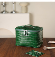 Trousse de Maquillage de Luxe Personnalisée en Cuir PU, Grande Capacité, Sac de Voyage Cosmétique, Étui Organisateur Effet Peau de Crocodile, Mallette de Toilette