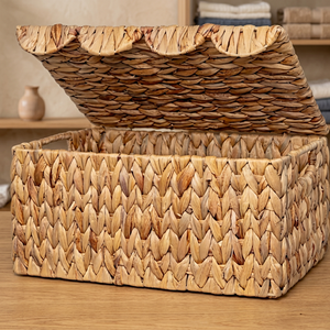 Handmade Water Hyacinth Storage Basket Rectangle Bohemian Style Woven Toy Organizer Living <b>Room</b> Natural Fiber Storage Box - Product Image 3