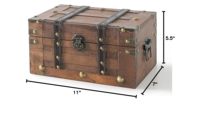 Petit coffre au trésor en bois couvercle articulé boîte de rangement en bois décoratif Vintage Pirate classe coffre pour anneau gardé souvenirs