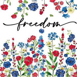 50 serviettes en papier jetables à 2 plis, motif floral patriotique <span class=keywords><strong>du</strong></span> <span class=keywords><strong>4</strong></span> juillet, texte Liberté, 65x65 pouces, pour <span class=keywords><strong>la</strong></span> décoration <span class=keywords><strong>de</strong></span> fête - Product Image 1