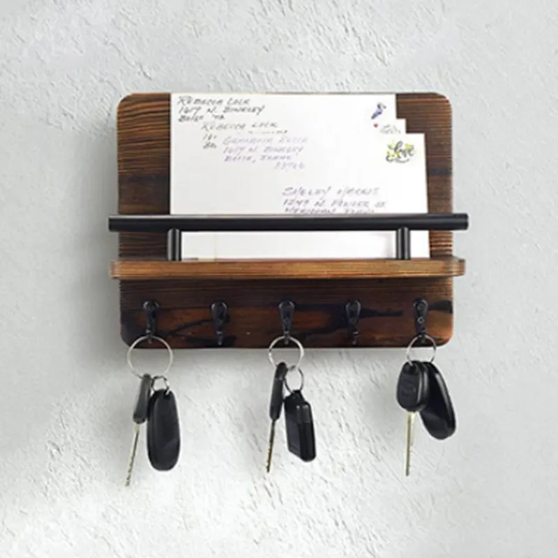 QUAWE Custom Home Retro Mail Key Flutuante Rack Criativo Gancho De Parede De Madeira Porta-chaves De Madeira