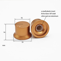 19x14mm Orange Full Aluminium Forme de chapeau Jupe Bord 6mm Dents Potentiomètre Arbre Pointeur Contrôle Bouton de réglage Bouton