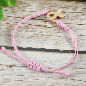 Pulsera de Lazo Rosa Ajustable Hecha a Mano para Mujer, Pulsera con Dijes de Moda, Regalo para Sobrevivientes de la Salud - Product Image 5