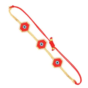 Devil Eye Handmade Woven Seed Bead Armband für Frauen Ethnischer Stil Bohemian Miyuki Turkish Blue Jewelry Design