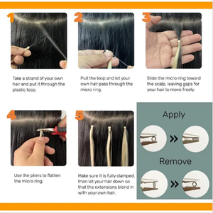 Extensions de cheveux Remy lisses 100% brésiliennes à micro-anneaux, 8-32 pouces, toutes couleurs, permanentes - Product Image 5