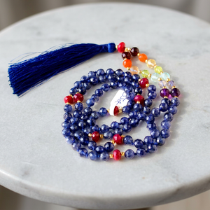 Collier en pierres précieuses 7 Chakra 108 perles arc-en-ciel Mala, collier en pierres précieuses faites à la main, offre spéciale - Product Image 1