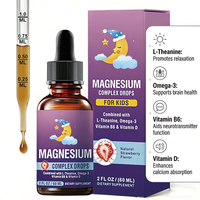 Magnesium Glycinate Powder Drops dengan L-theanine Omega-3 Vitamin B6 & D3 untuk Dukungan Tidur Anak, Suplemen Nutrisi