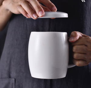 Mug à café en céramique blanc classique, grande tasse en grès personnalisable avec logo pour hôtel, restaurant, café, bureau, vente en gros, cadeau de mariage - Product Image 5