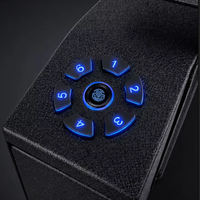 Coffre-fort pour arme à feu à 4 modes de déverrouillage : empreinte digitale, clavier, code, Bluetooth, accès rapide, antivol, glissière latérale, fixation murale, en acier, pour table de chevet