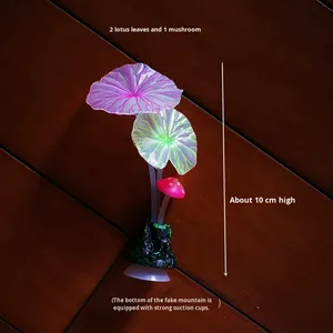 Baboney N10 2-3 Piezas Hoja de Loto y Hongo Pequeños, Montaña Artificial Luminosa de Silicona, Decoración de Paisaje para <span class=keywords><strong>Pecera</strong></span> - Product Image 2