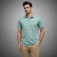Polo de golf Odell en coton imprimé réactif, respirant, toucher doux, col structuré, fentes latérales pour un usage quotidien