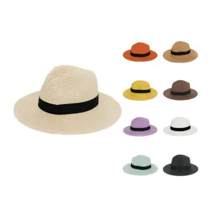 Fedoa — chapeaux de plage pour hommes et femmes, Logo personnalisé, unisexe, en paille, colorée, vente en gros, 2021
