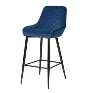 Home Furniture Comfortable new design Modern Velvet Metal Legs Bar Stool High Stool Counter Stool Bar Chair