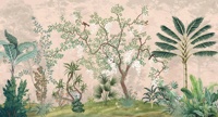 Papier peint mural botanique tropical illustré avec des arbres et des oiseaux, facile à installer soi-même, imperméable, pour la décoration de la maison et du salon