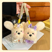 Stock d'usine, vente en gros personnalisée : Adorable poupée en peluche chien diamant, porte-clés de dessin animé pour animaux de compagnie, ornement suspendu pour cadeaux de couple