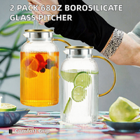 Carafe en verre borosilicate résistant à la chaleur et au froid, martelée et embossée, pour jus, bière, thé, café, eau, boissons