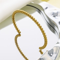 Set Gelang Baja Anti Karat Lapis Emas 18K Tahan Air, Manik Bambu, Anti Luntur, Hipoalergenik, Perhiasan Pesta Grosir untuk Wanita