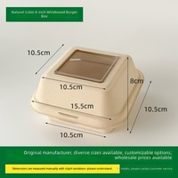 Caja Desechable para Hamburguesas de 6 Pulgadas Cuadradas con Ventana Transparente, Ecológica, Biodegradable, Caja para Pastel para Llevar, Caja Bento para Hornear