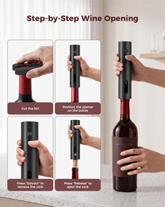 Set de abridor de vino eléctrico con logotipo personalizado, funciona con pilas, con cortador de papel de aluminio, tapón de vacío, vertedor y base de almacenamiento - Product Image 6