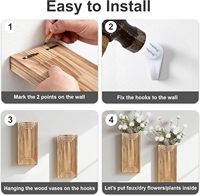 Set Vas Tanaman Gantung Dinding Kayu 2 Buah, Desain Modern Boho Farmhouse untuk Dekorasi Tanaman Dalam Ruangan